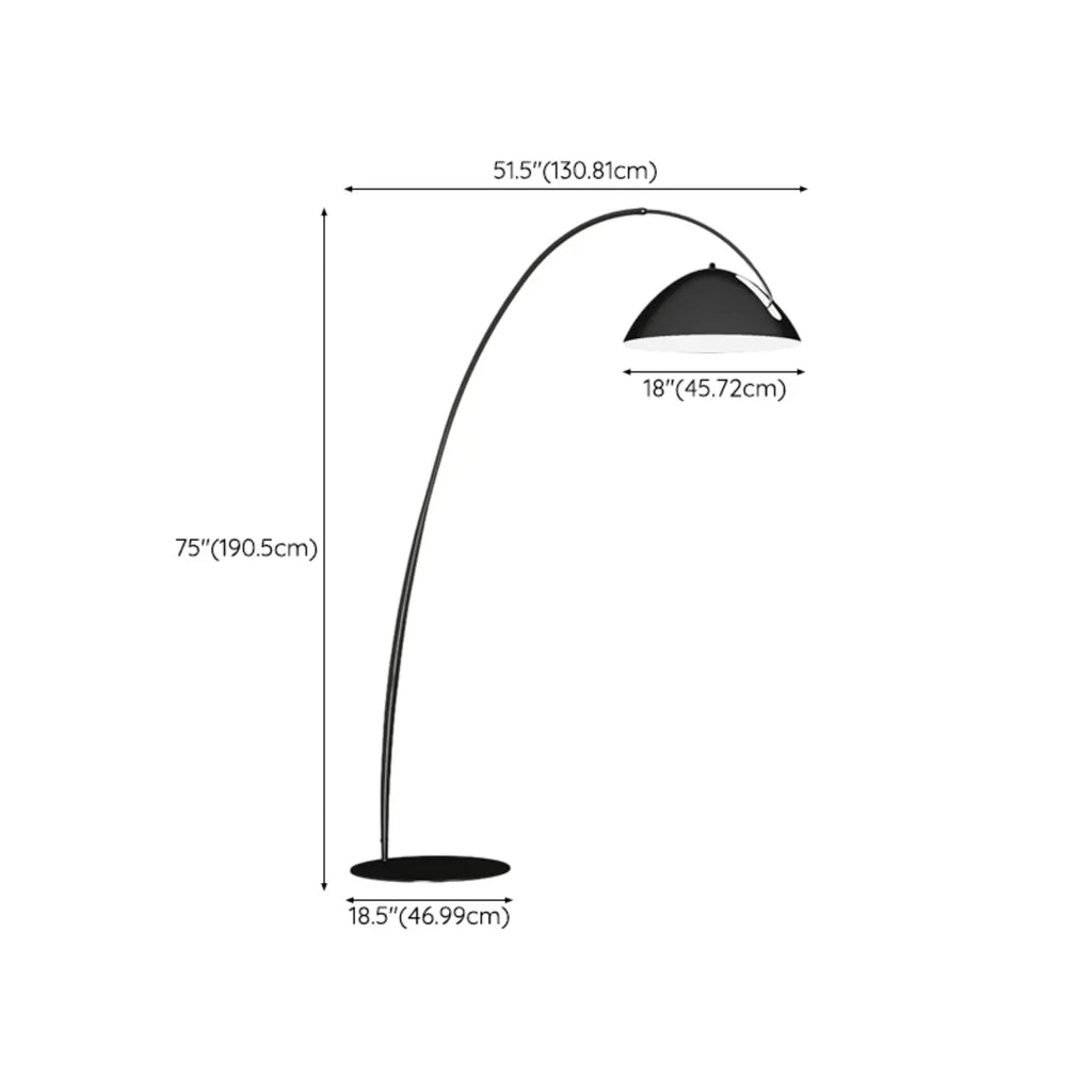 Lampada da terra ad arco nera regolabile a LED per l'arredamento del soggiorno
