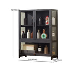 Vitrine contemporaine à 5 étagères en bambou et verre noir