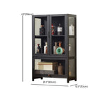 Vitrine contemporaine à 5 étagères en bambou et verre noir