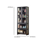 Vitrine contemporaine à 5 étagères en bambou et verre noir