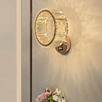Applique murale ronde en cristal à intensité variable pour la décoration des espaces de vie