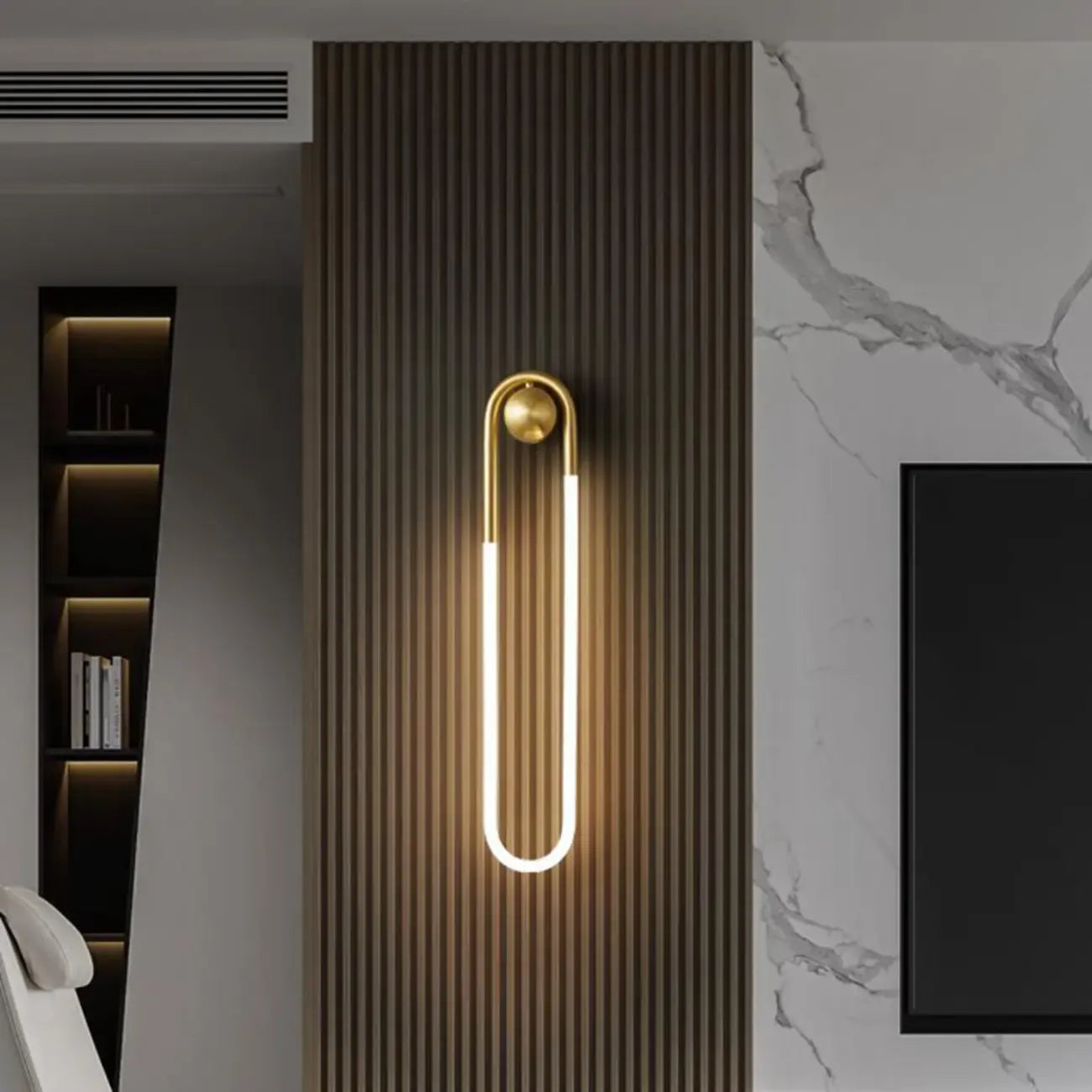 Applique murale ovale moderne dorée à LED pour coiffeuse
