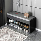 Banc de rangement à chaussures minimaliste en cuir pour entrée