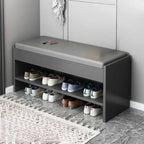 Banc de rangement à chaussures minimaliste en cuir pour entrée