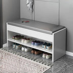 Banc de rangement à chaussures minimaliste en cuir pour entrée