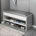 Banc de rangement à chaussures minimaliste en cuir pour entrée