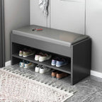 Banc de rangement à chaussures minimaliste en cuir pour entrée
