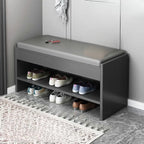Banc de rangement à chaussures minimaliste en cuir pour entrée
