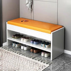 Banc de rangement à chaussures minimaliste en cuir pour entrée