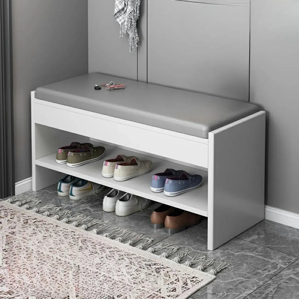 Banc de rangement à chaussures minimaliste en cuir pour entrée
