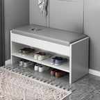 Banc de rangement à chaussures minimaliste en cuir pour entrée