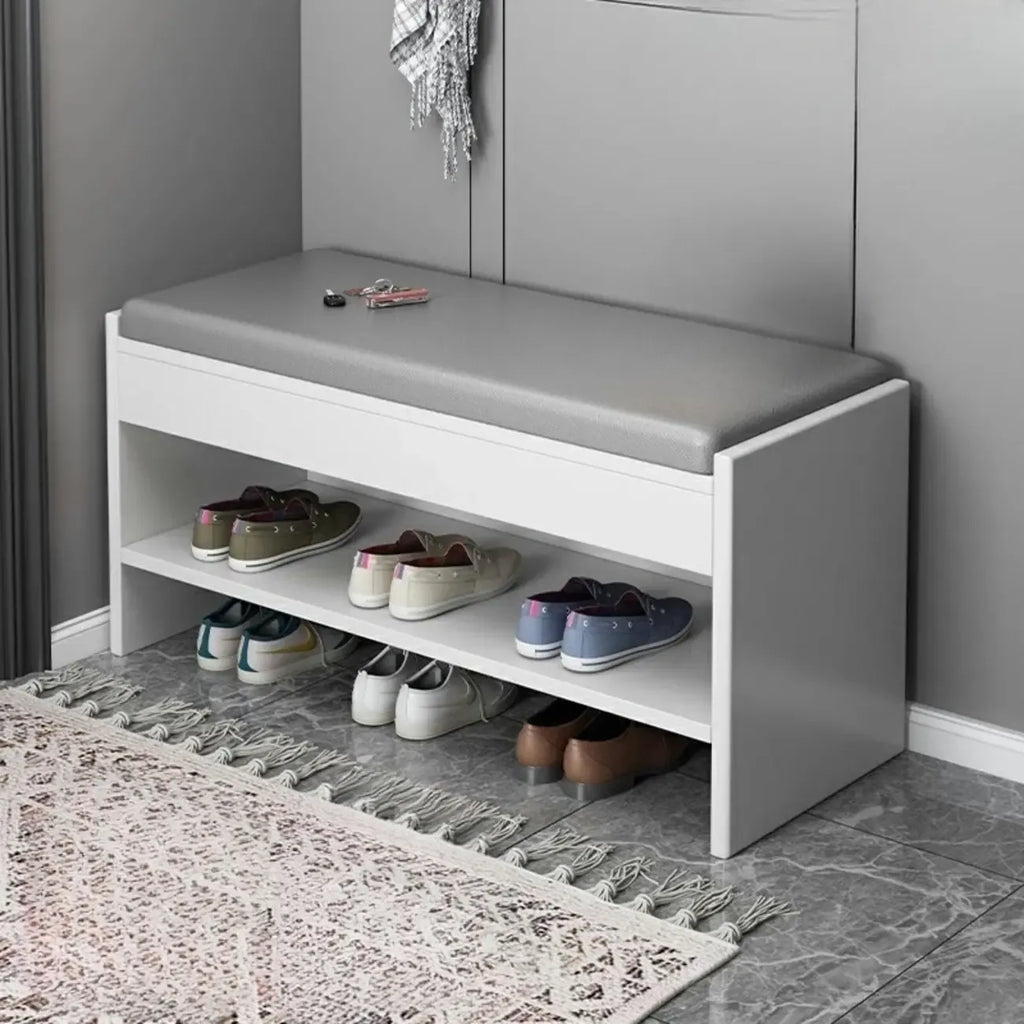 Banc de rangement à chaussures minimaliste en cuir pour entrée