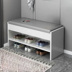 Banc de rangement à chaussures minimaliste en cuir pour entrée