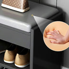 Banc de rangement à chaussures minimaliste en cuir pour entrée