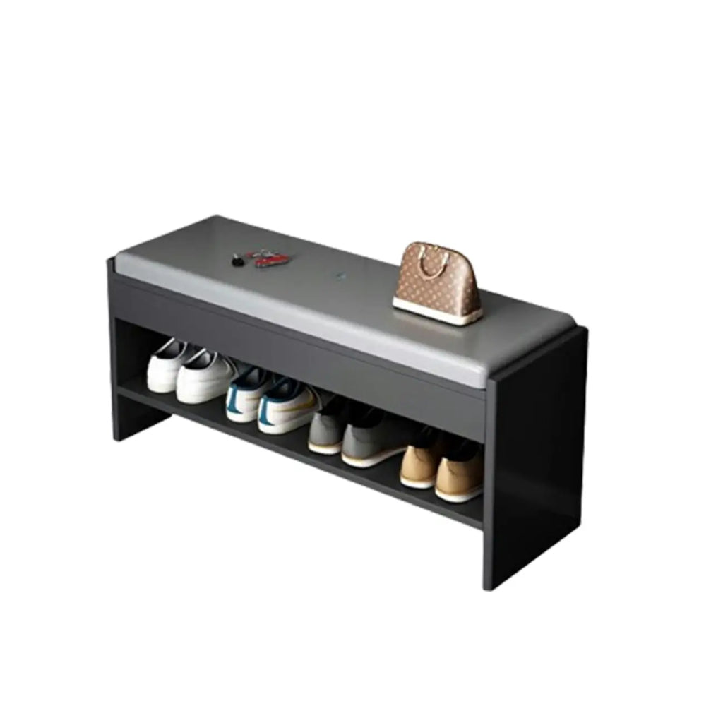 Banc de rangement à chaussures minimaliste en cuir pour entrée