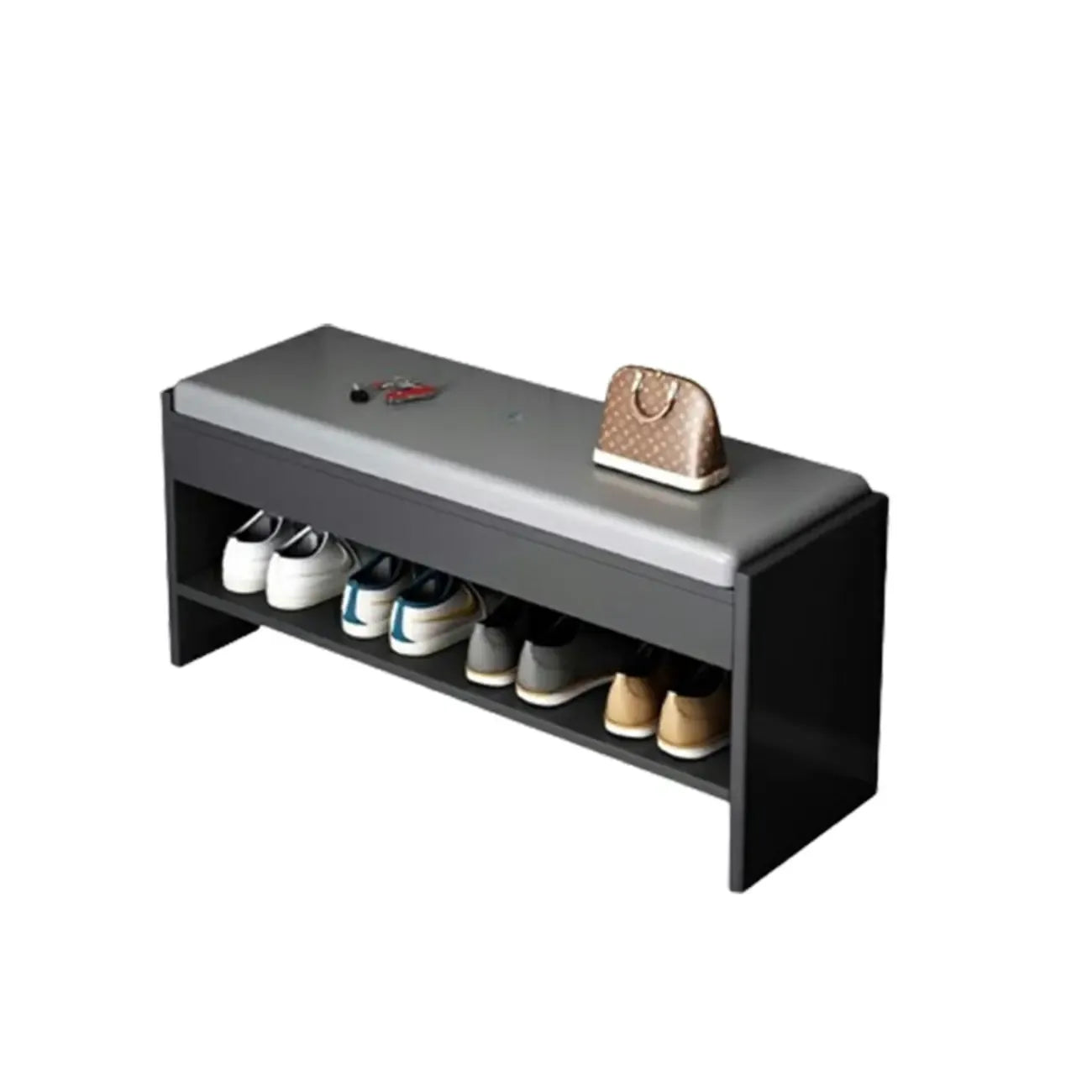 Banc de rangement à chaussures minimaliste en cuir pour entrée
