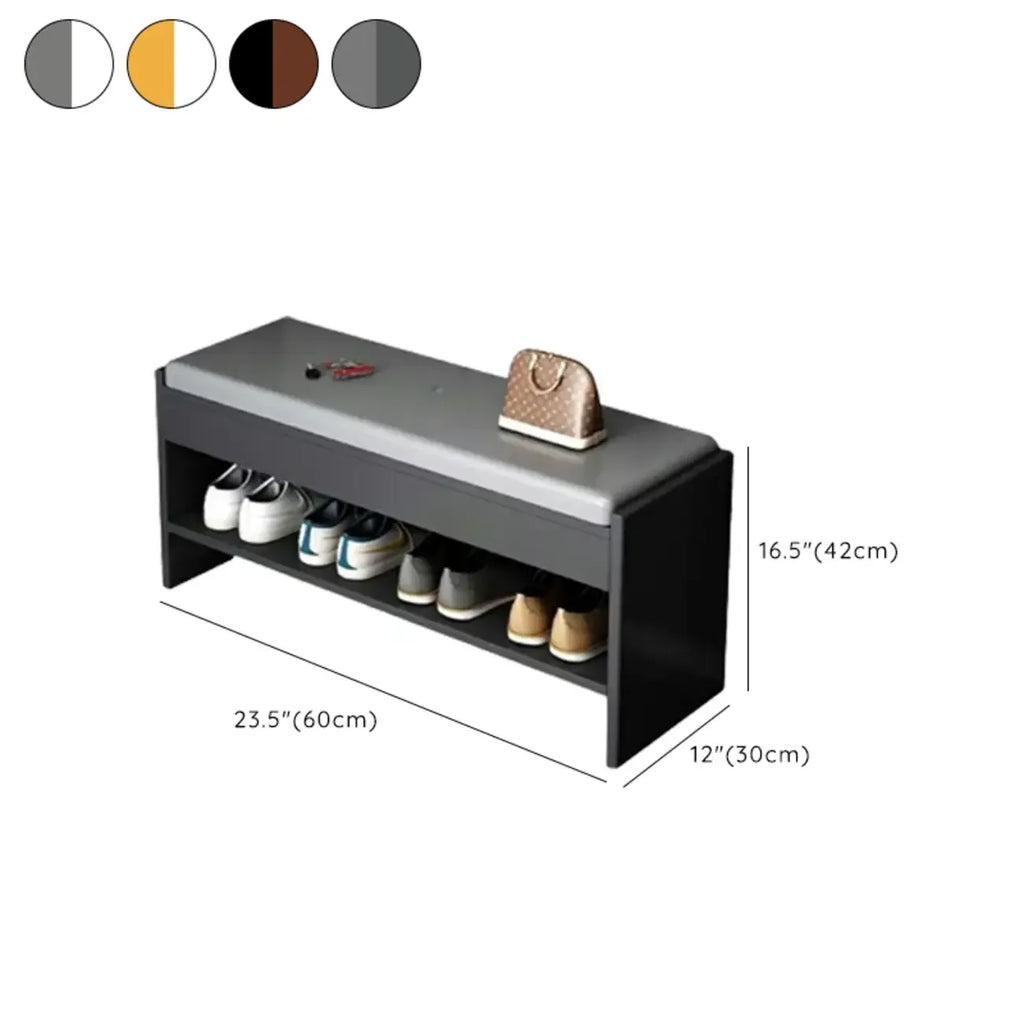Banc de rangement à chaussures minimaliste en cuir pour entrée