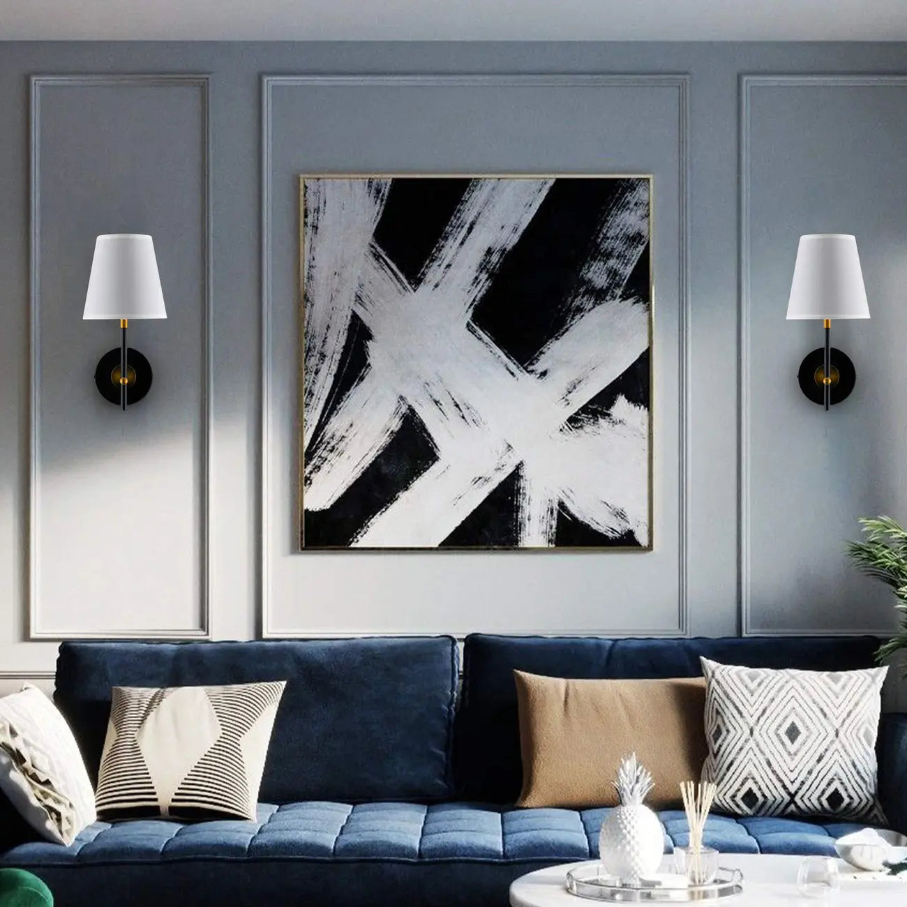 Applique murale contemporaine en métal et tissu, style minimaliste