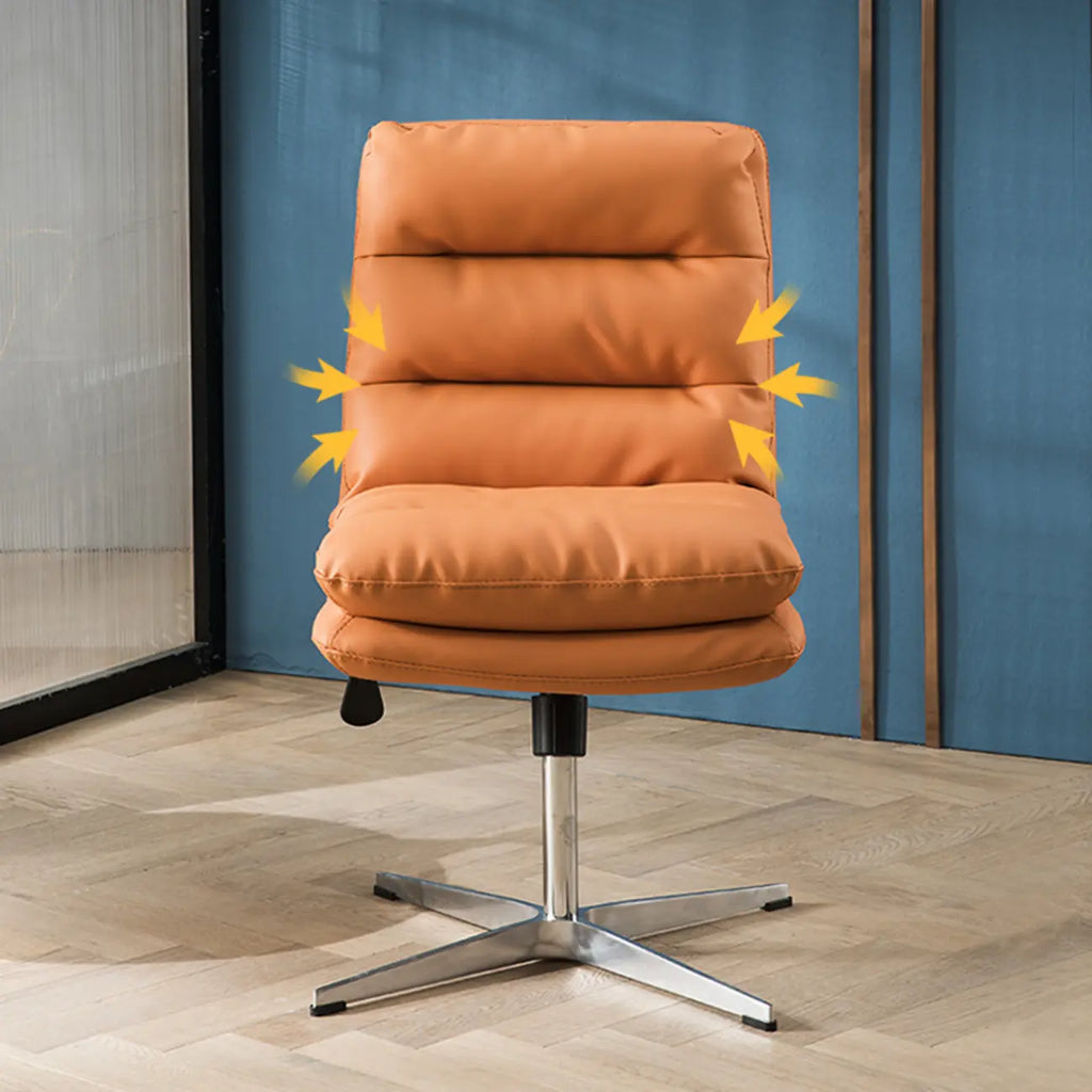 Fauteuil de bureau pivotant réglable en cuir orange moderne