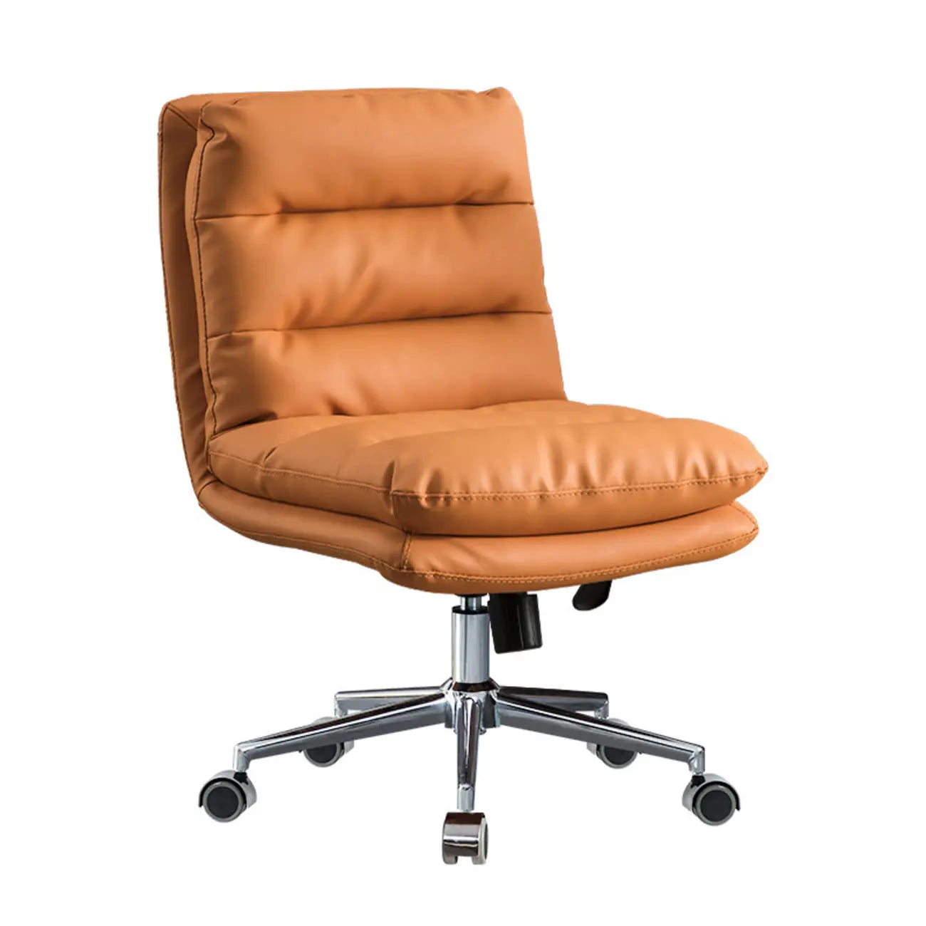 Fauteuil de bureau pivotant réglable en cuir orange moderne