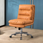 Fauteuil de bureau pivotant réglable en cuir orange moderne