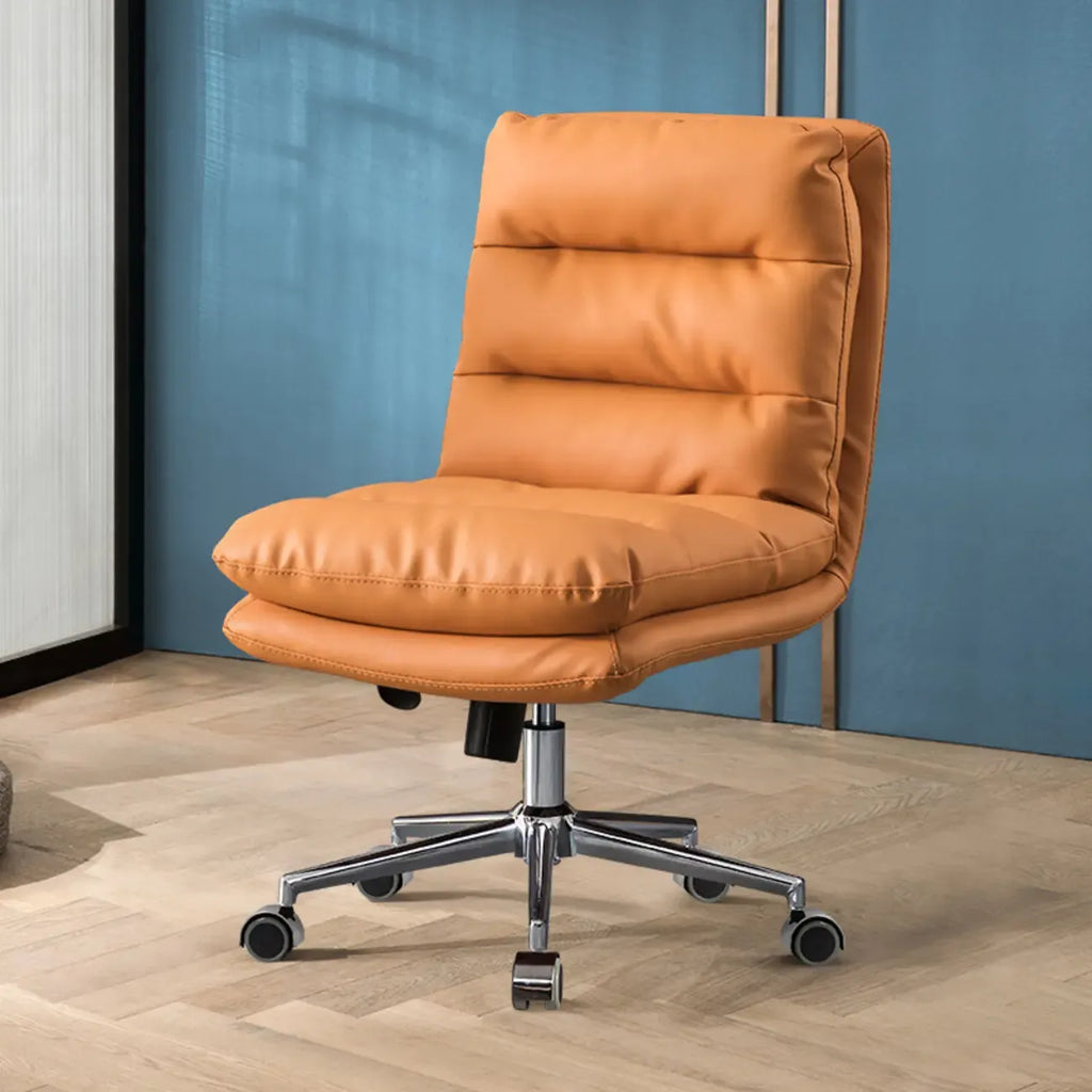 Fauteuil de bureau pivotant réglable en cuir orange moderne