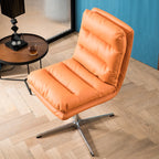 Fauteuil de bureau pivotant réglable en cuir orange moderne