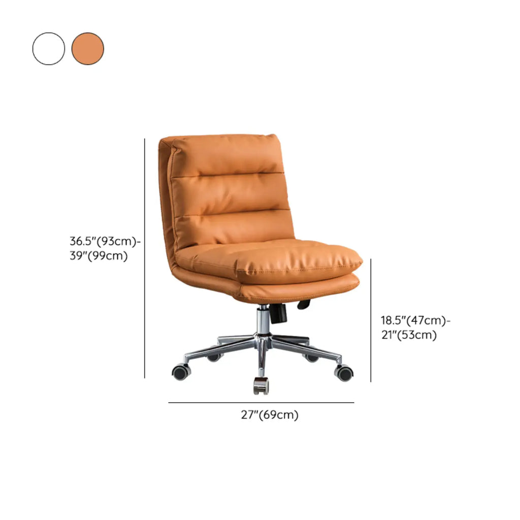 Fauteuil de bureau pivotant réglable en cuir orange moderne