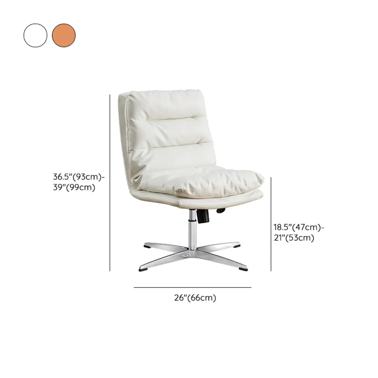 Fauteuil de bureau pivotant réglable en cuir orange moderne
