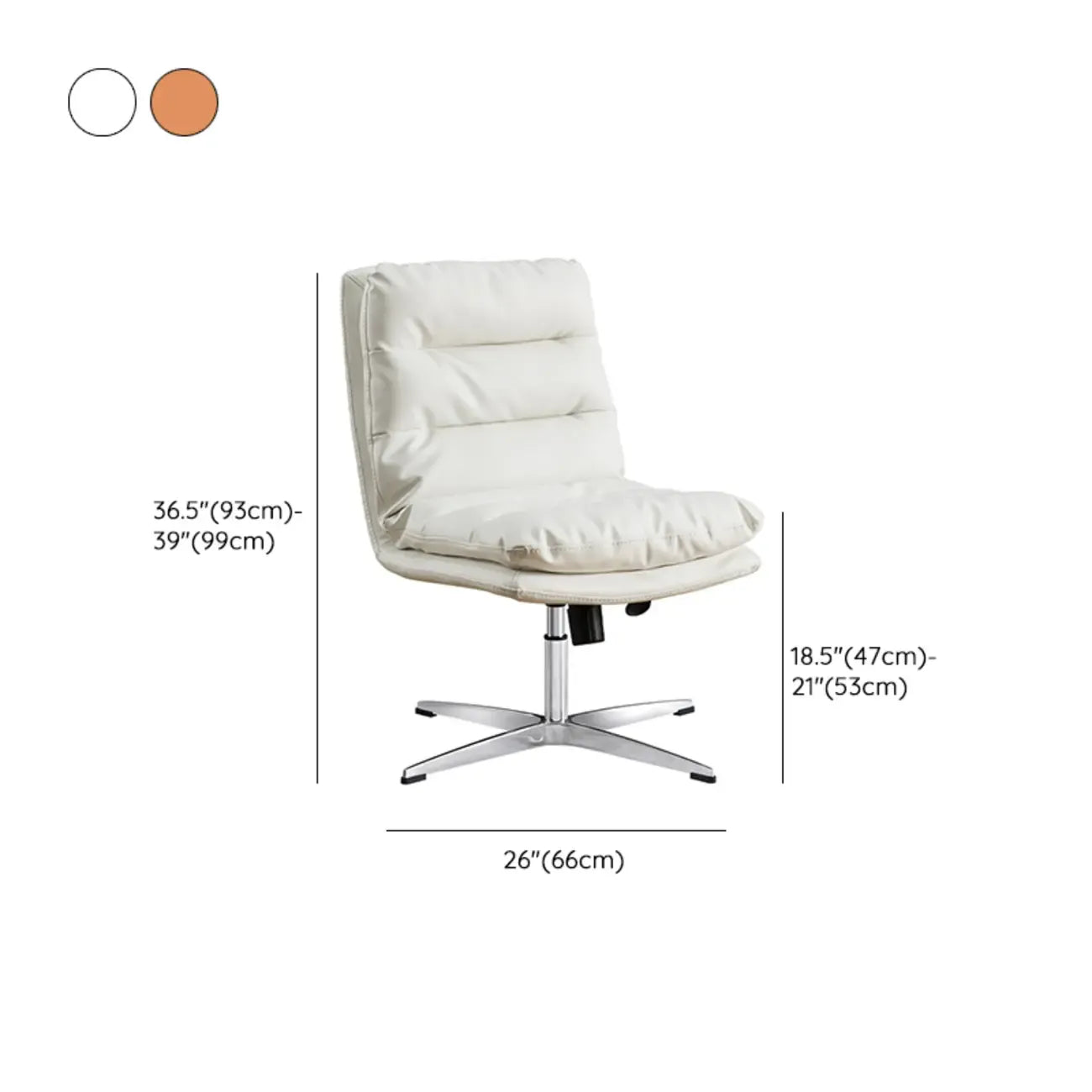 Fauteuil de bureau pivotant réglable en cuir orange moderne
