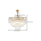 Lustre moderne à plusieurs niveaux, rond, en cristal doré et à hauteur réglable