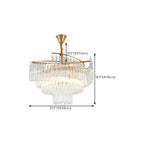 Lustre moderne à plusieurs niveaux, rond, en cristal doré et à hauteur réglable