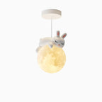 Suspension globe en métal acrylique blanc en forme d'animal de dessin animé