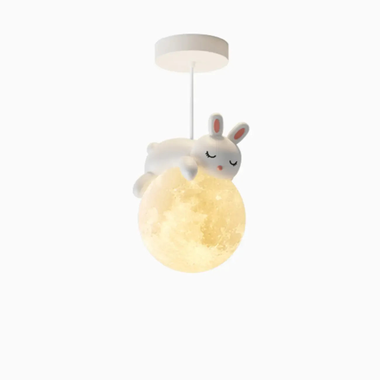 Suspension globe en métal acrylique blanc en forme d'animal de dessin animé