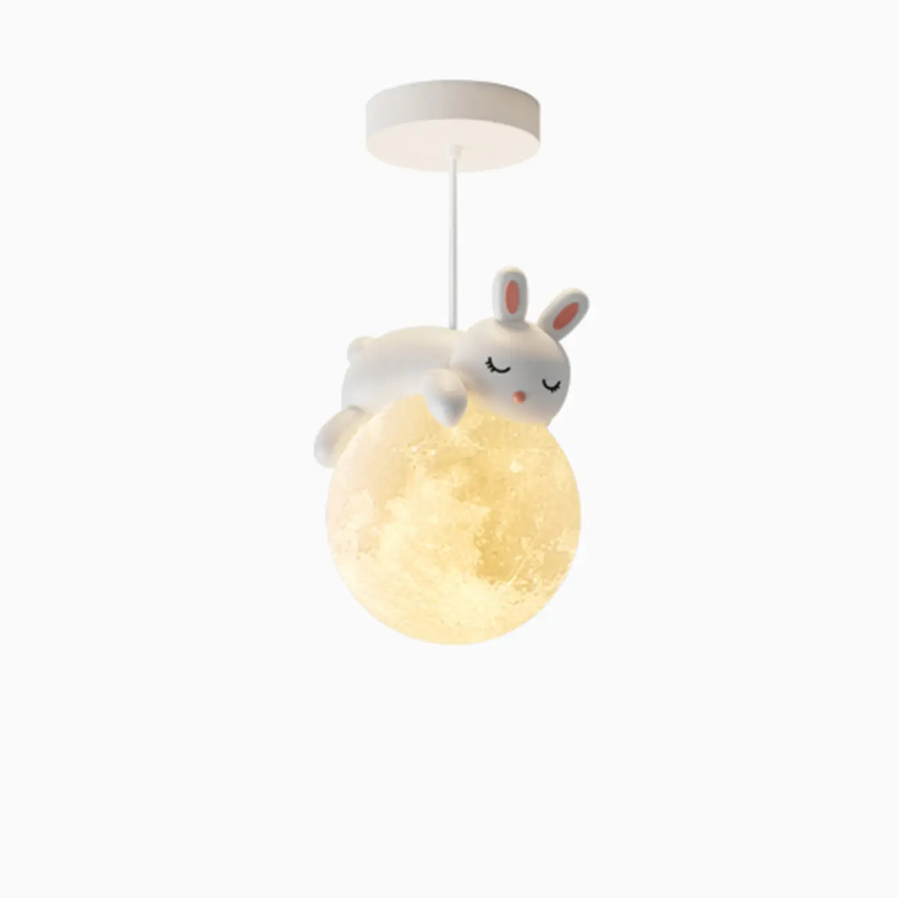 Suspension globe en métal acrylique blanc en forme d'animal de dessin animé