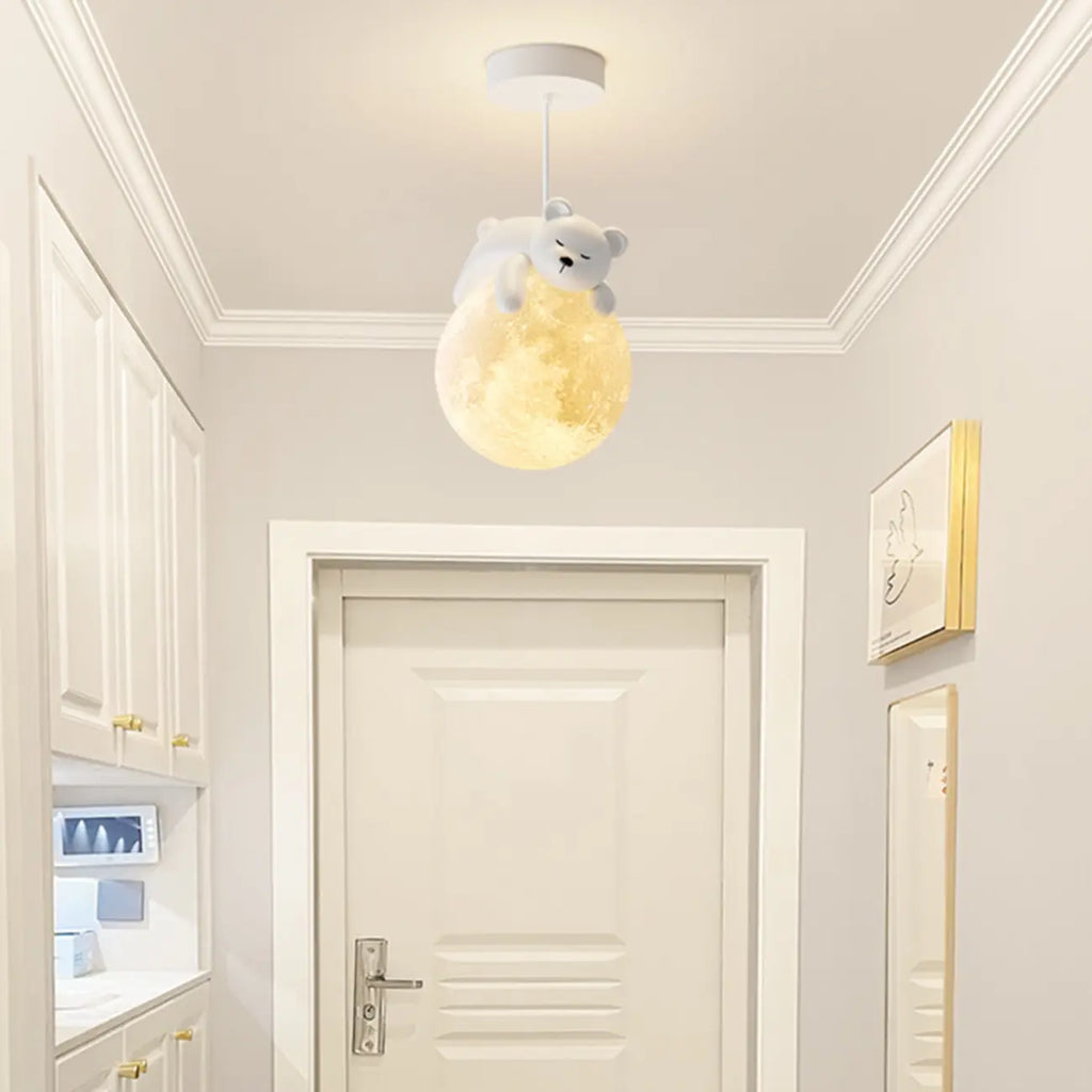 Suspension globe en métal acrylique blanc en forme d'animal de dessin animé