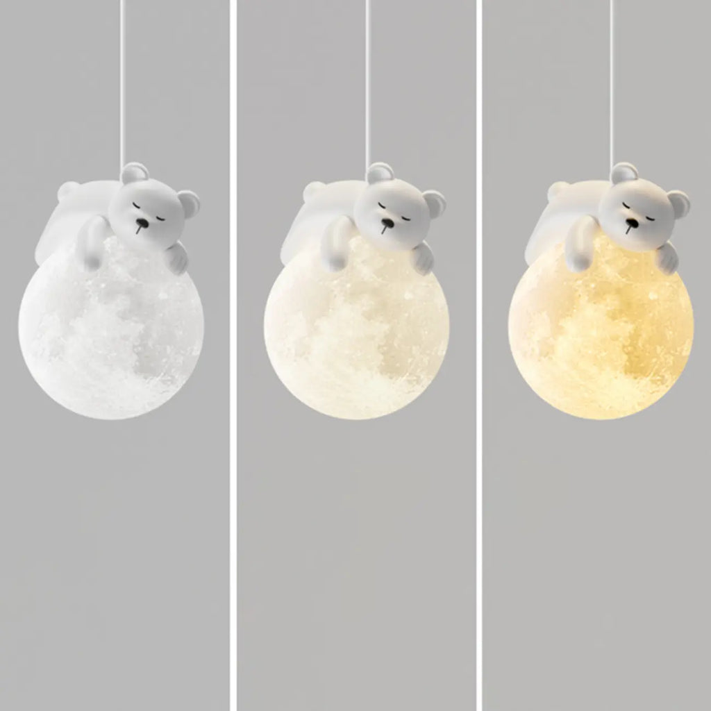 Suspension globe en métal acrylique blanc en forme d'animal de dessin animé