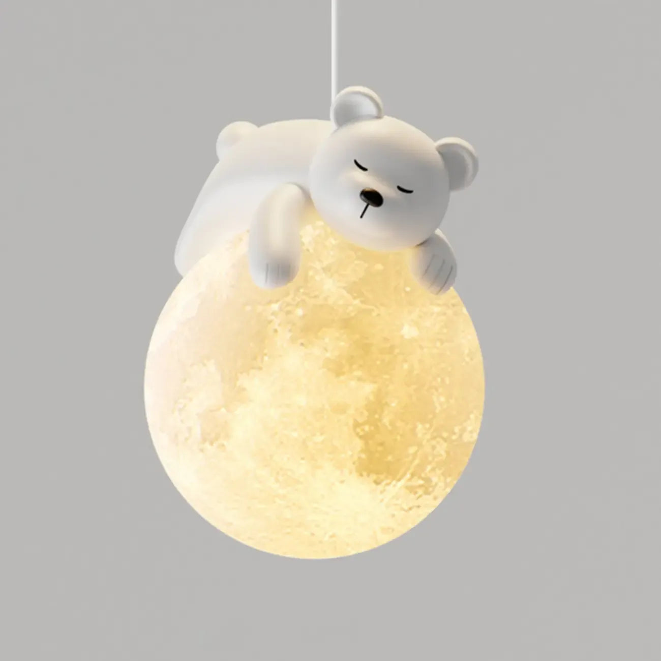 Suspension globe en métal acrylique blanc en forme d'animal de dessin animé