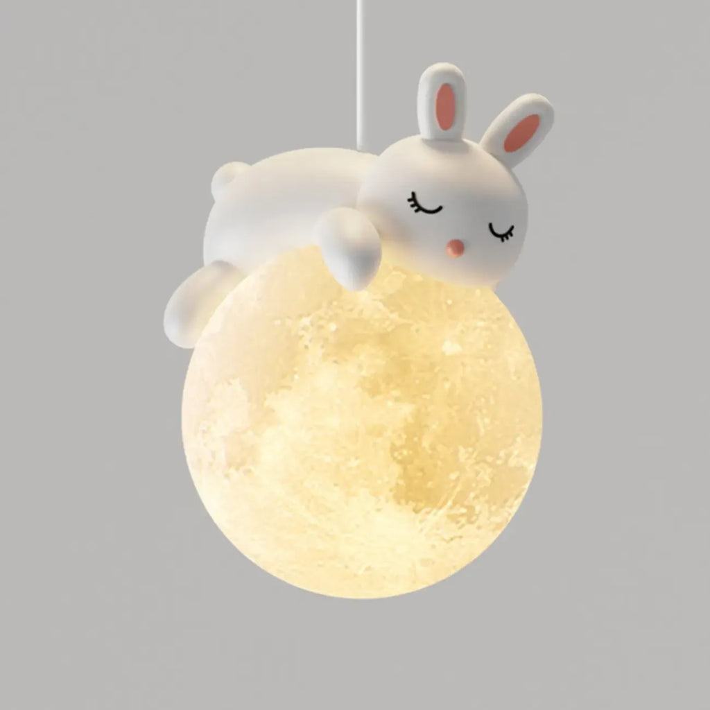 Suspension globe en métal acrylique blanc en forme d'animal de dessin animé