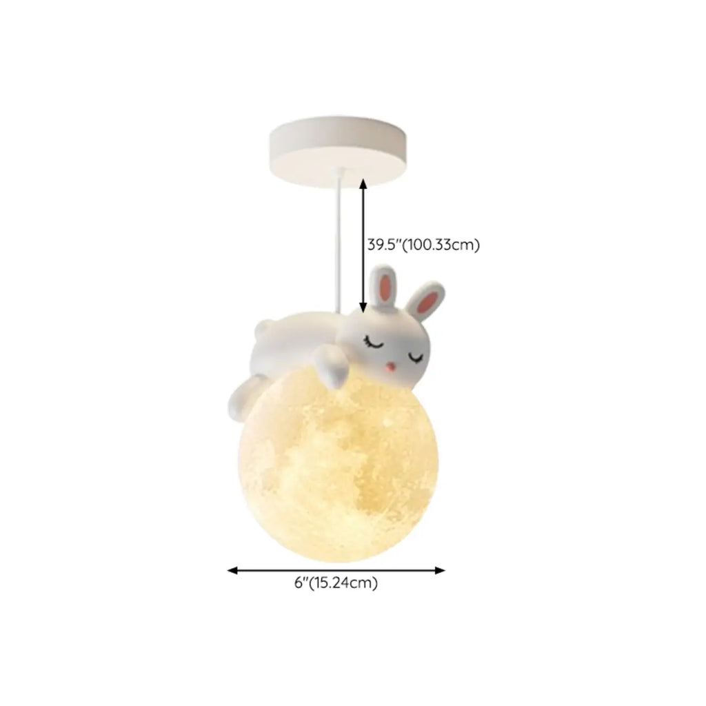 Suspension globe en métal acrylique blanc en forme d'animal de dessin animé