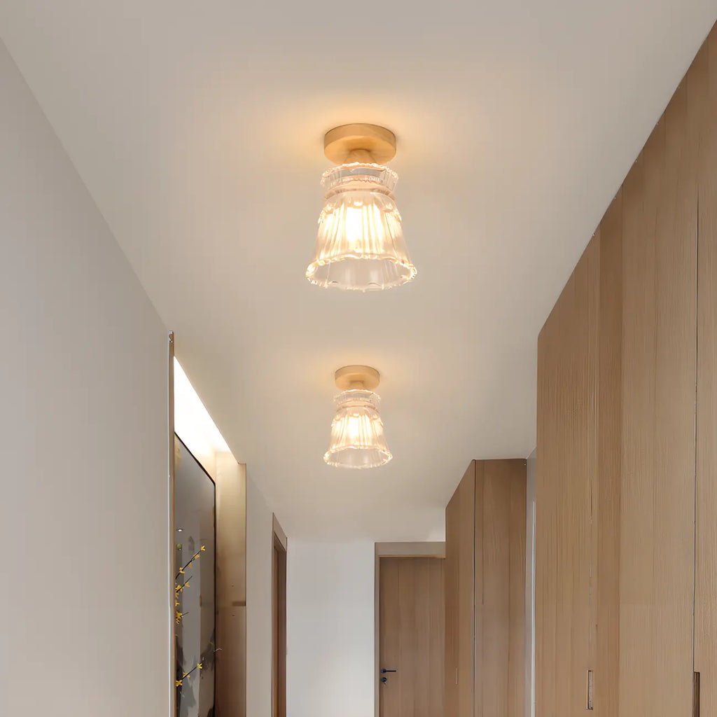 Plafonnier semi-encastré moderne en verre à 6 spots pour la décoration de couloir