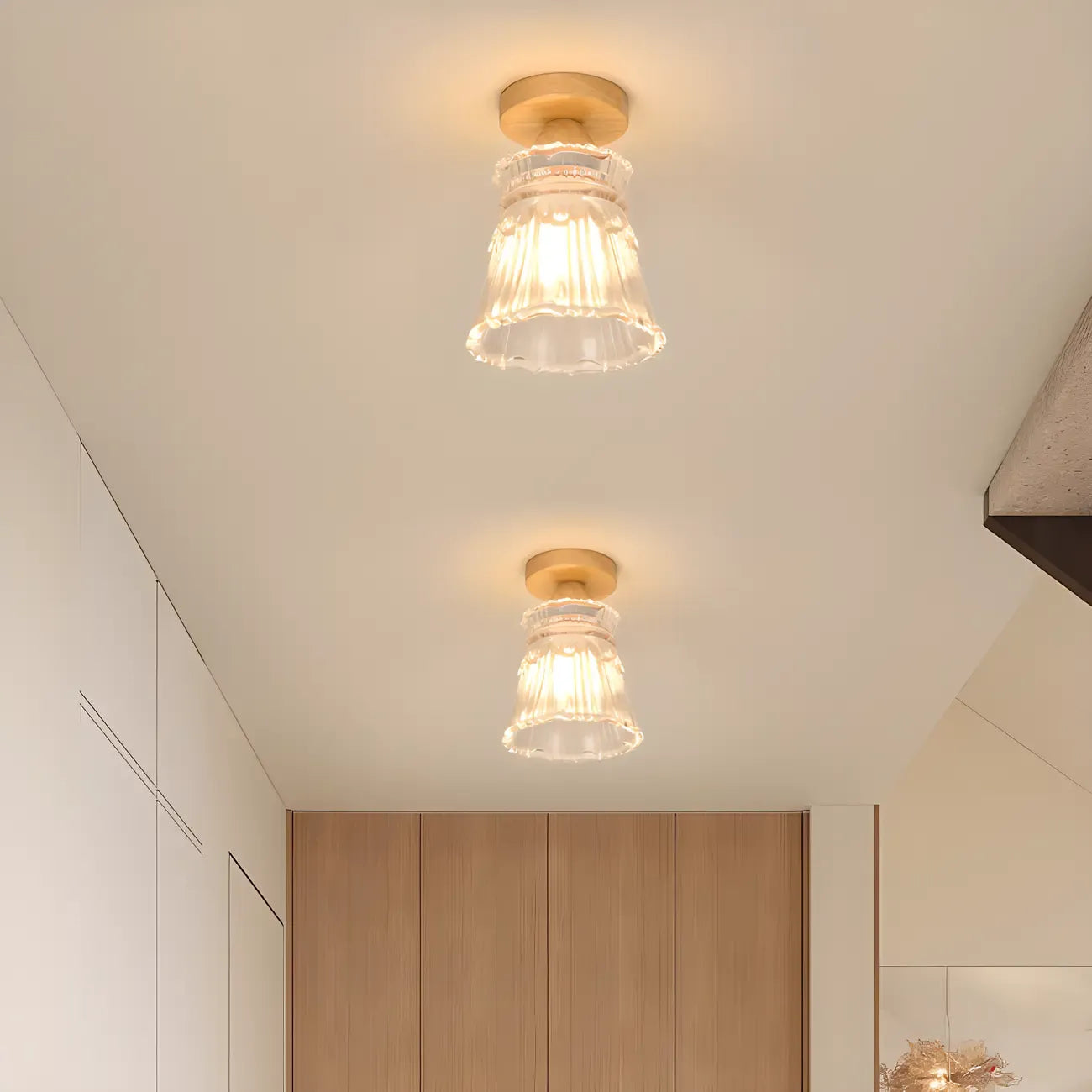 Plafonnier semi-encastré moderne en verre à 6 spots pour la décoration de couloir