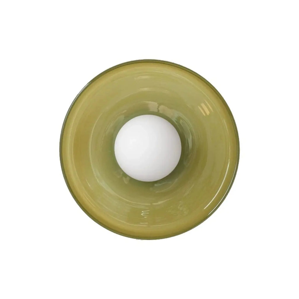 Plafonnier semi-encastré circulaire moderne en verre vert