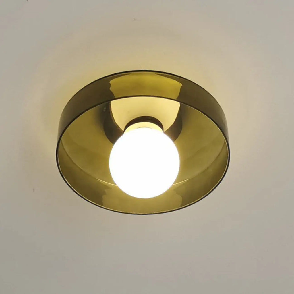 Plafonnier semi-encastré circulaire moderne en verre vert