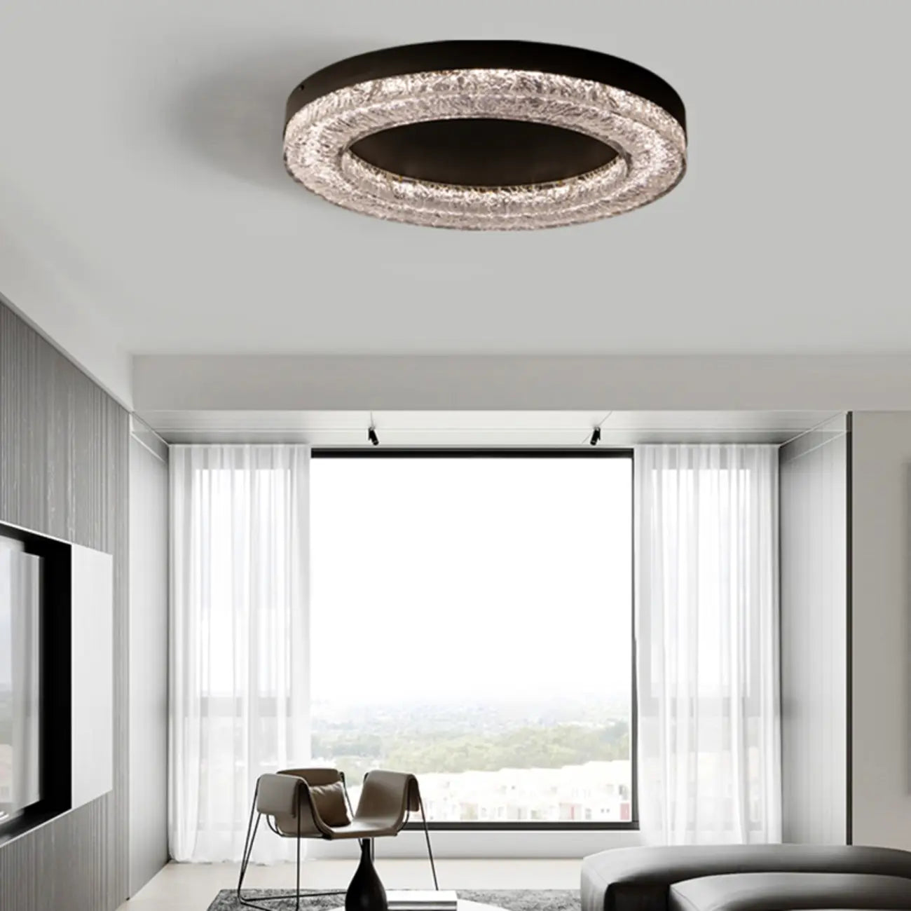 Plafonnier LED circulaire noir encastré pour usage résidentiel