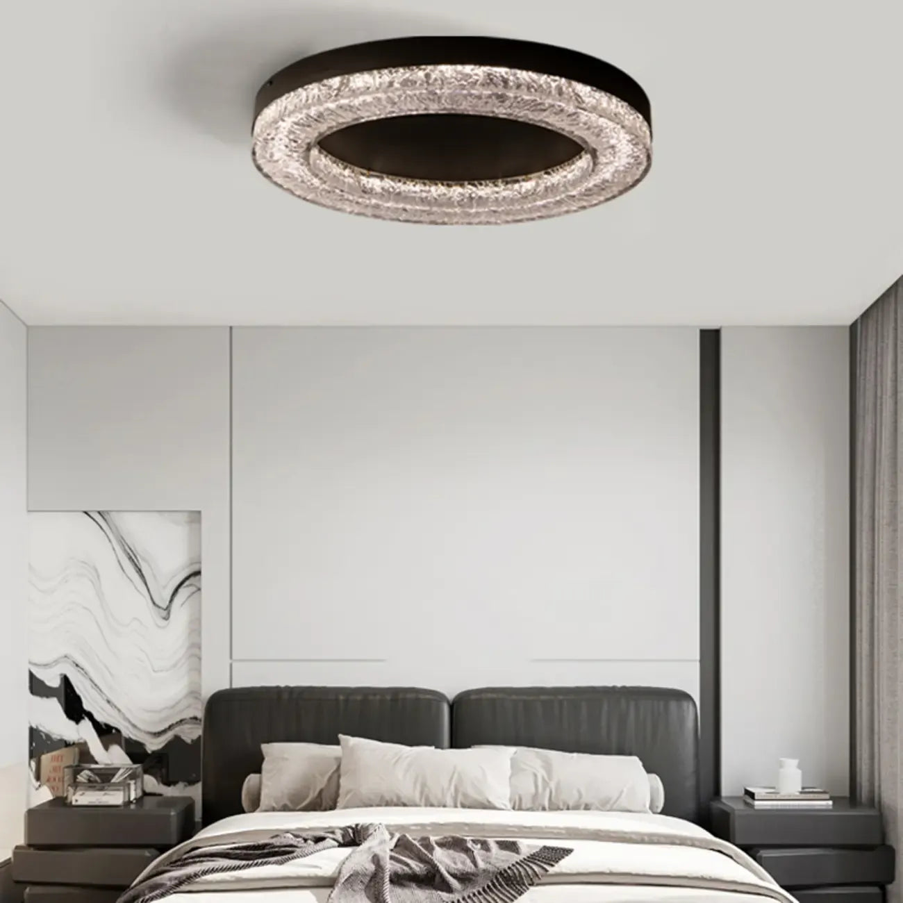 Plafonnier LED circulaire noir encastré pour usage résidentiel