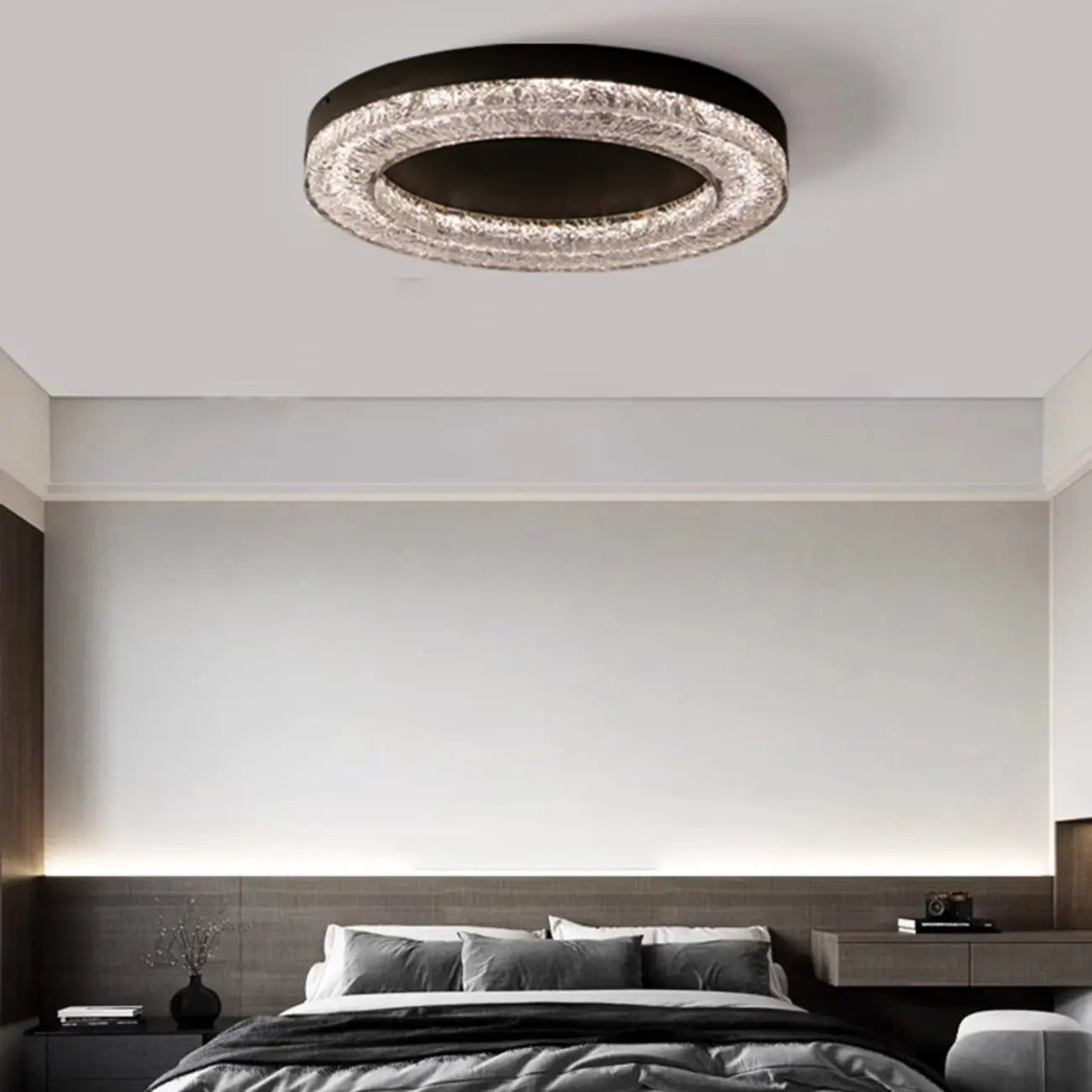 Plafonnier LED circulaire noir encastré pour usage résidentiel