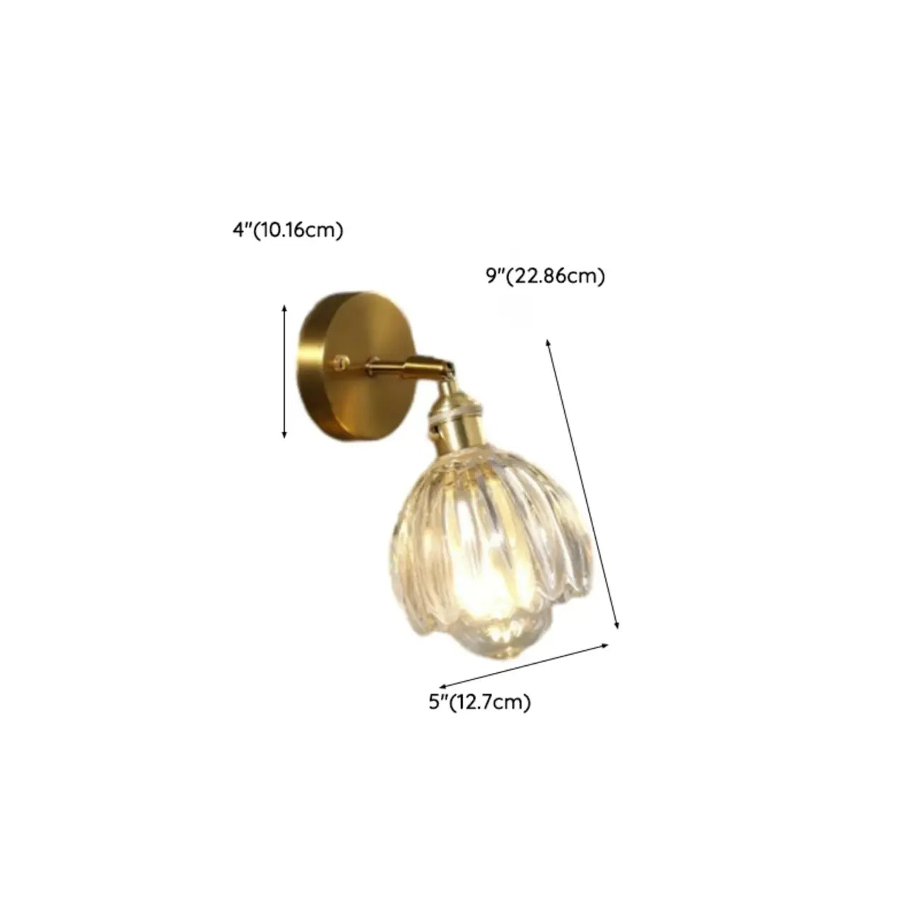 Applique murale Art Déco en verre transparent doré