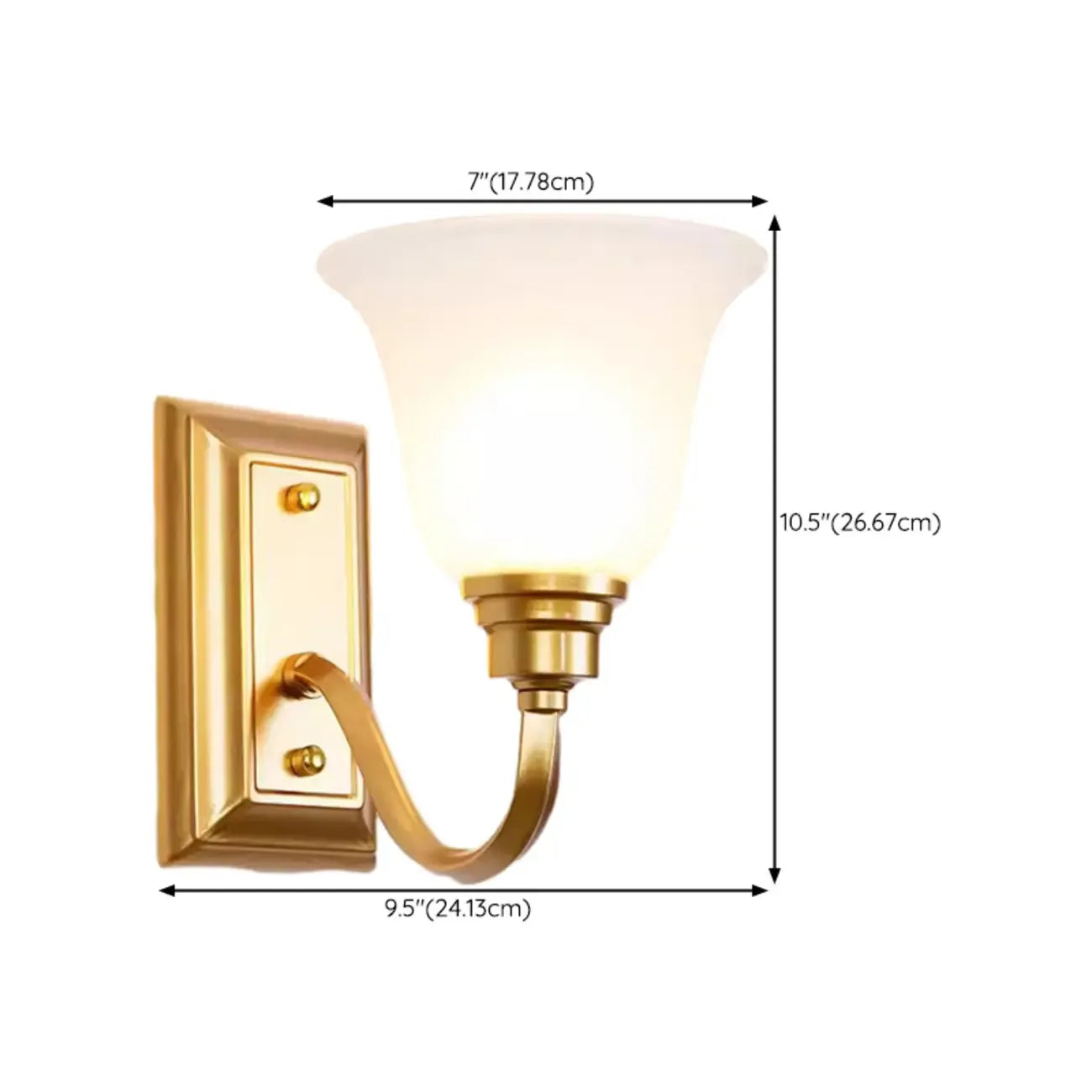 Applique murale classique et moderne en verre cloche pour salle de bain