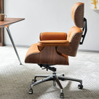 Fauteuil de bureau ergonomique moderne du milieu du siècle en cuir véritable
